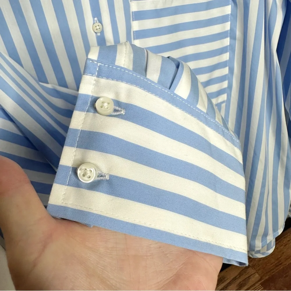 NWOT AYR The Deep End Button Down Shirt Large Blue/White Stripes - Picture 10 of 16